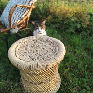 Tweedehands krukje in bamboe en jutte