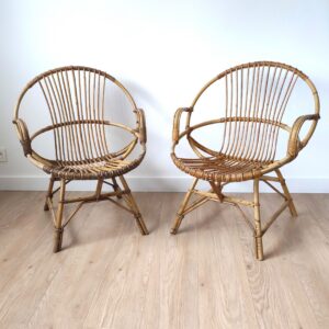 Set van 2 vintage rotan stoelen jaren '60
